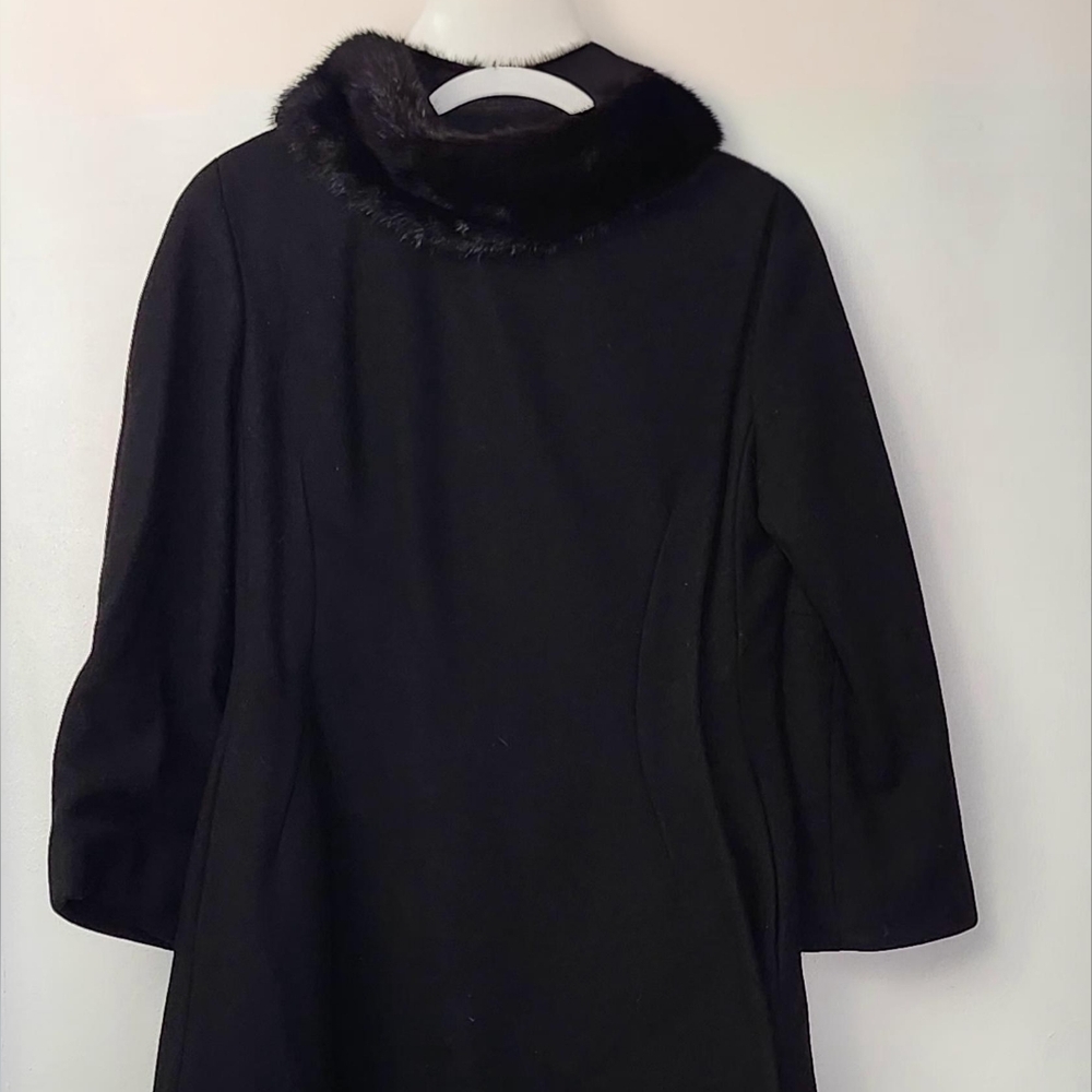 Lee Black Pea Coat with Fur Collar